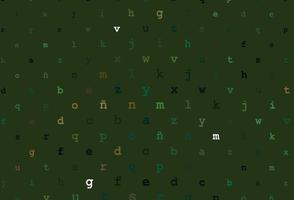 Dark green vector pattern with ABC symbols.