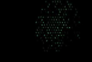 textura de vector verde oscuro con caracteres abc.