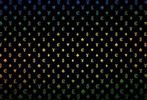 Dark multicolor, rainbow vector pattern with symbol of cards.