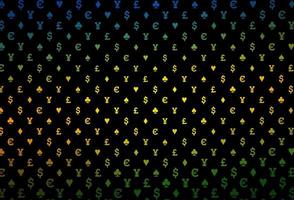 Dark multicolor, rainbow vector pattern with symbol of cards.