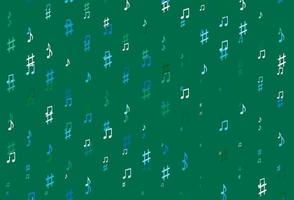 Light Blue, Green vector backdrop with music notes.