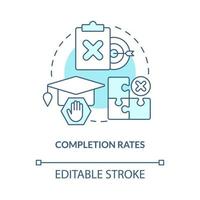 Completion rates turquoise concept icon. Do not finish college. Higher education abstract idea thin line illustration. Isolated outline drawing. Editable stroke. vector