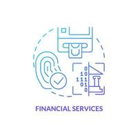 Financial services blue gradient concept icon. Biometric technology usage abstract idea thin line illustration. Payments and transfers. Isolated outline drawing. vector