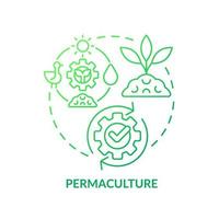 icono de concepto de gradiente verde de permacultura. ecosistema sostenible para las plantas. método de jardinería idea abstracta ilustración de línea delgada. dibujo de contorno aislado. vector