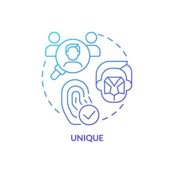 icono de concepto de degradado azul único. los datos biométricos benefician la idea abstracta ilustración de línea delgada. identificando individuos. rasgos específicos. dibujo de contorno aislado. vector