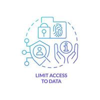 Limit access to data blue gradient concept icon. Manage customer digital identity abstract idea thin line illustration. Cybersecurity. Isolated outline drawing. vector