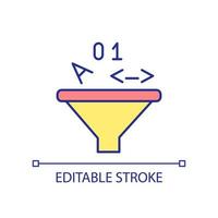 Data collection RGB color icon. Information optimization. Info input and output. Assembly language. Isolated vector illustration. Simple filled line drawing. Editable stroke.