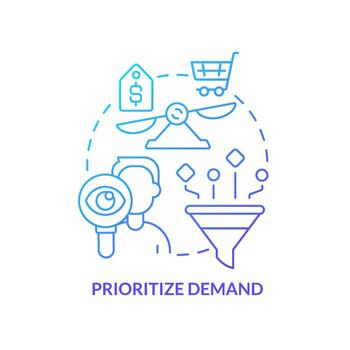 Prioritize demand blue gradient concept icon. Business analytics. Supply chain prerogative abstract idea thin line illustration. Isolated outline drawing. vector