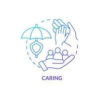 Caring blue gradient concept icon. Type of business ethics abstract idea thin line illustration. Kindness in interpersonal relationships. Isolated outline drawing. vector