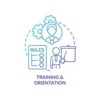 Training and orientation blue gradient concept icon. Company rules presentation. Onboarding process abstract idea thin line illustration. Isolated outline drawing. vector