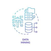 icono de concepto de gradiente azul de minería de datos. técnica de inteligencia empresarial idea abstracta ilustración de línea delgada. analizar volúmenes de conjuntos de datos. dibujo de contorno aislado. vector