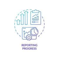 Reporting progress blue gradient concept icon. Business analyst responsibility abstract idea thin line illustration. Company data collecting. Isolated outline drawing. vector