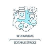 Beta blockers turquoise concept icon. Reduce physical symptoms. Phobia treatment abstract idea thin line illustration. Isolated outline drawing. Editable stroke. vector