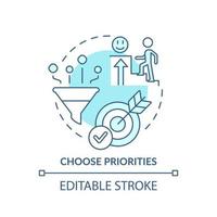 Choose priorities turquoise concept icon. Coping with gaming addiction abstract idea thin line illustration. Isolated outline drawing. Editable stroke. vector