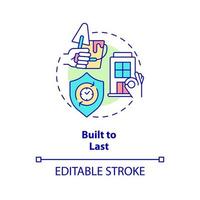 Built to last concept icon. Advantage of sustainable architecture abstract idea thin line illustration. Design strategy. Isolated outline drawing. Editable stroke. vector