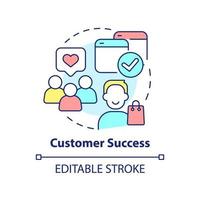 Customer success concept icon. Sales tool abstract idea thin line illustration. Reach clients goals. Management software. Isolated outline drawing. Editable stroke. vector