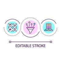 Biometric data storage loop concept icon. Digital identity records database abstract idea thin line illustration. Physical characteristics. Isolated outline drawing. Editable stroke. vector