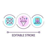 Biometric data storage loop concept icon. Digital identity records database abstract idea thin line illustration. Physical characteristics. Isolated outline drawing. Editable stroke. vector