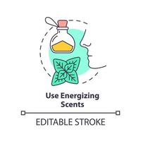 Use energizing scents concept icon. Peppermint aroma. Road trip tip abstract idea thin line illustration. Isolated outline drawing. Editable stroke. vector