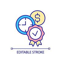 Measuring quality and income RGB color icon. Improving cost efficiencies. Earnings management. Isolated vector illustration. Simple filled line drawing. Editable stroke.