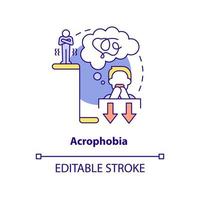 Acrophobia concept icon. Intense fear of height. Most common phobia abstract idea thin line illustration. Isolated outline drawing. Editable stroke. vector