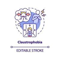 Claustrophobia concept icon. Irrational fear of enclosed spaces. Most common phobia abstract idea thin line illustration. Isolated outline drawing. Editable stroke. vector