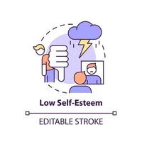 Low self esteem concept icon. Compare with others. Downside of social media abstract idea thin line illustration. Isolated outline drawing. Editable stroke. vector