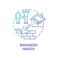 Enhanced health blue gradient concept icon. Benefit of sustainable architecture abstract idea thin line illustration. Healthy lifestyle. Isolated outline drawing. vector