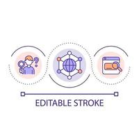 Searching answers on internet loop concept icon. Finding information abstract idea thin line illustration. Get homework answers online. Isolated outline drawing. Editable stroke. vector