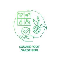 Square foot gardening green gradient concept icon. Divide into small parts. Gardening method abstract idea thin line illustration. Isolated outline drawing. vector