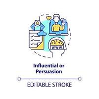 Influential and persuasion concept icon. Categories of websites abstract idea thin line illustration. Social psychology. Isolated outline drawing. Editable stroke. vector