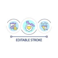 Data collection and analysis loop concept icon. Increased quality of poll answers. Educational process abstract idea thin line illustration. Isolated outline drawing. Editable stroke. vector