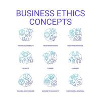 Business ethics blue gradient concept icons set. Corporate social responsibility idea thin line color illustrations. Service to humanity. Isolated symbols. vector