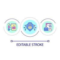 Closed access to personal data loop concept icon. Corporate data security. Employees profiles safety abstract idea thin line illustration. Isolated outline drawing. Editable stroke. vector