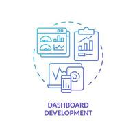 Dashboard development blue gradient concept icon. Business intelligence example abstract idea thin line illustration. Analysis tool. Isolated outline drawing. vector