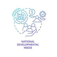 National developmental needs blue gradient concept icon. Principle of state budget planning abstract idea thin line illustration. Isolated outline drawing. vector