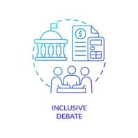 Inclusive debate blue gradient concept icon. Active discussion. Principle of budget planning abstract idea thin line illustration. Isolated outline drawing. vector