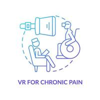 vr para el icono de concepto de gradiente azul de dolor crónico. efecto terapéutico del ciberespacio. tendencia de salud mental idea abstracta ilustración de línea delgada. dibujo de contorno aislado. vector