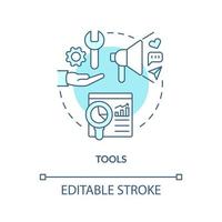 Tools turquoise concept icon. Marketing instruments. Creator economy stakeholder abstract idea thin line illustration. Isolated outline drawing. Editable stroke. vector