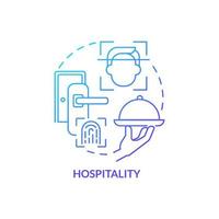 Hospitality blue gradient concept icon. Biometric technology usage abstract idea thin line illustration. Contactless technologies. Hotel industry. Isolated outline drawing. vector