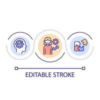 Developing growth mindset loop concept icon. Build character with experience abstract idea thin line illustration. Healthy brain development. Isolated outline drawing. Editable stroke. vector