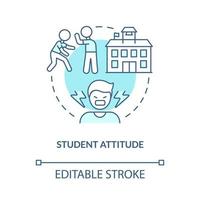 Student attitude turquoise concept icon. Poor pupils behavior. Problem in schools abstract idea thin line illustration. Isolated outline drawing. Editable stroke.