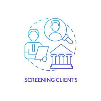 icono de concepto de gradiente azul de clientes de detección. práctica ética en los bancos idea abstracta ilustración de línea delgada. identificar los riesgos del cliente. dibujo de contorno aislado. vector