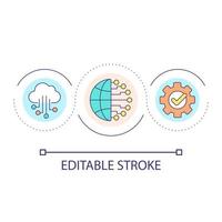 Digital data storages loop concept icon. Safe virtual clouds. Informational technology. Cyberspace abstract idea thin line illustration. Isolated outline drawing. Editable stroke. vector