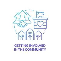 Getting involved in community blue gradient concept icon. Principle of banking ethics abstract idea thin line illustration. Charity and donation. Isolated outline drawing. vector