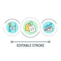 Checking price changing loop concept icon. Costs control. Business analytics. Market abstract idea thin line illustration. Isolated outline drawing. Editable stroke. vector