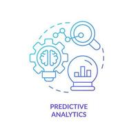 icono de concepto de gradiente azul de análisis predictivo. análisis de datos automatizado idea abstracta ilustración de línea delgada. predecir tendencias futuras. dibujo de contorno aislado. vector