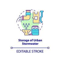 Storage of urban stormwater concept icon. Conserving urban biodiversity abstract idea thin line illustration. Isolated outline drawing. Editable stroke. vector