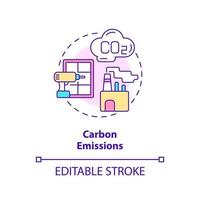 Carbon emissions concept icon. ZEB drawback abstract idea thin line illustration. High global warming potential. Isolated outline drawing. Editable stroke. vector