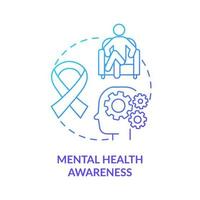 Mental health awareness blue gradient concept icon. Psychological problem. Behavioral trend abstract idea thin line illustration. Isolated outline drawing. vector